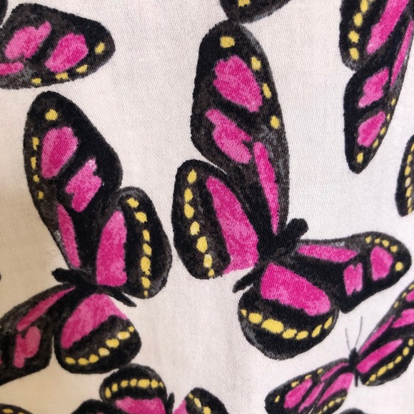 Foxcroft NYC Butterfly Print 3/4 Sleeve Button Down Fitted Top Size 14 - Picture 10 of 14